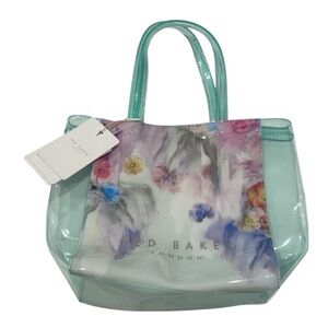 Ted Baker London Small Mint Green Floral PVC Tote Bag Easter Spring Bag NWT